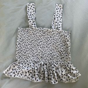 Urban outfitters black and white floral peplum top
